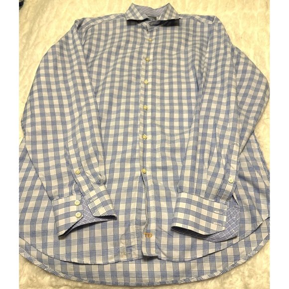 TD Thomas Dean Men's Button-Down Casual Shirt Check Pattern Cotton Size L (READ) - Picture 15 of 16